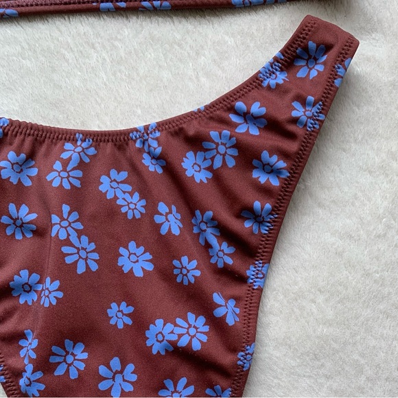 Pacsun Eco Brown & Blue California Scoop High Cut Bikini - Picture 11 of 11
